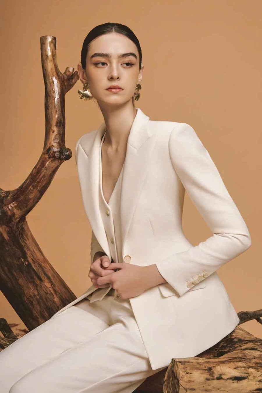 Lily Hourglass Flap Pocket Wool Blend Blazer