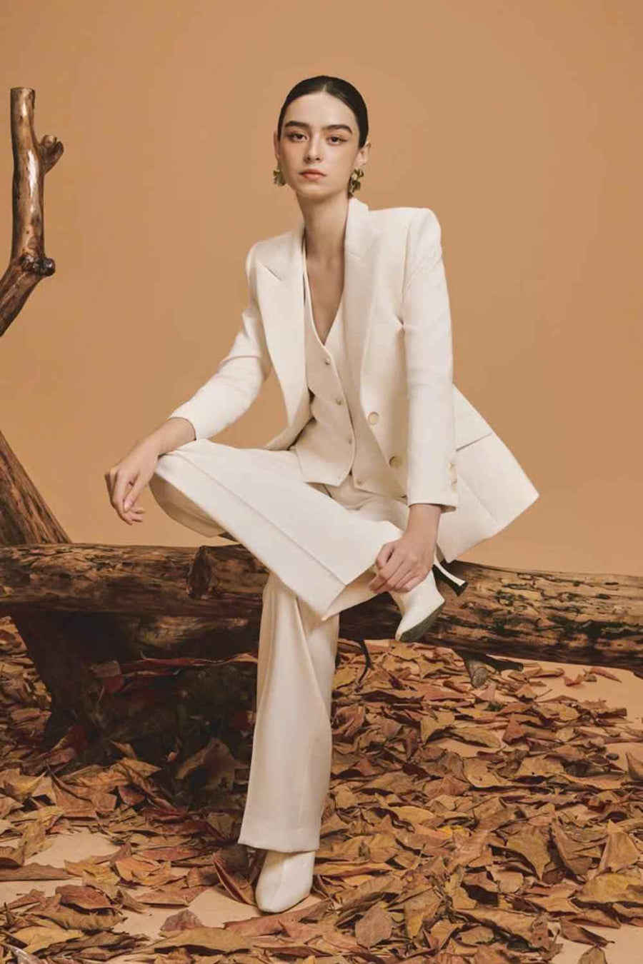 Lily Hourglass Flap Pocket Wool Blend Blazer