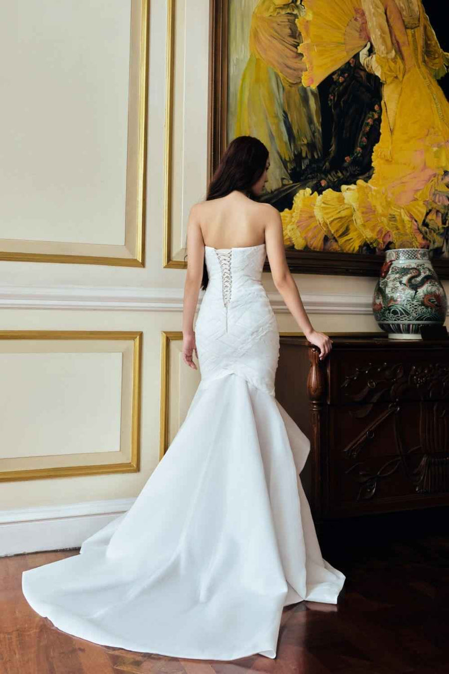 Lily Mermaid Sleeveless Duchess Satin Floor Length Dress