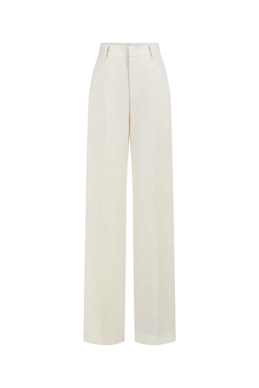 Lily Straight Ribbed Wool Blend Floor Length Pants 1