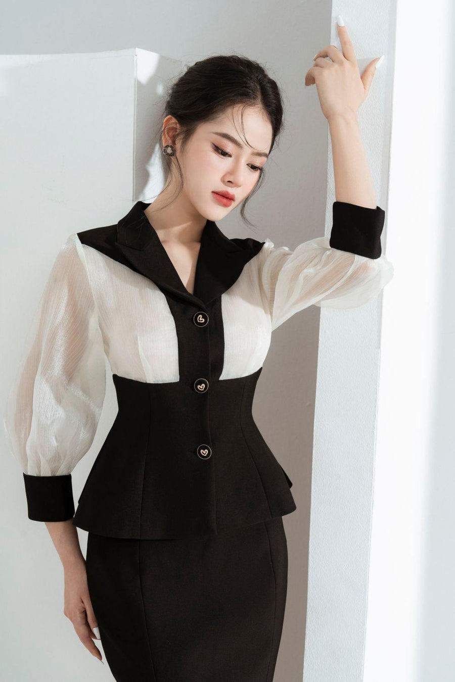 Lima Fit and Flare Peak Lapel Chiffon Shirt Shirt Cordia