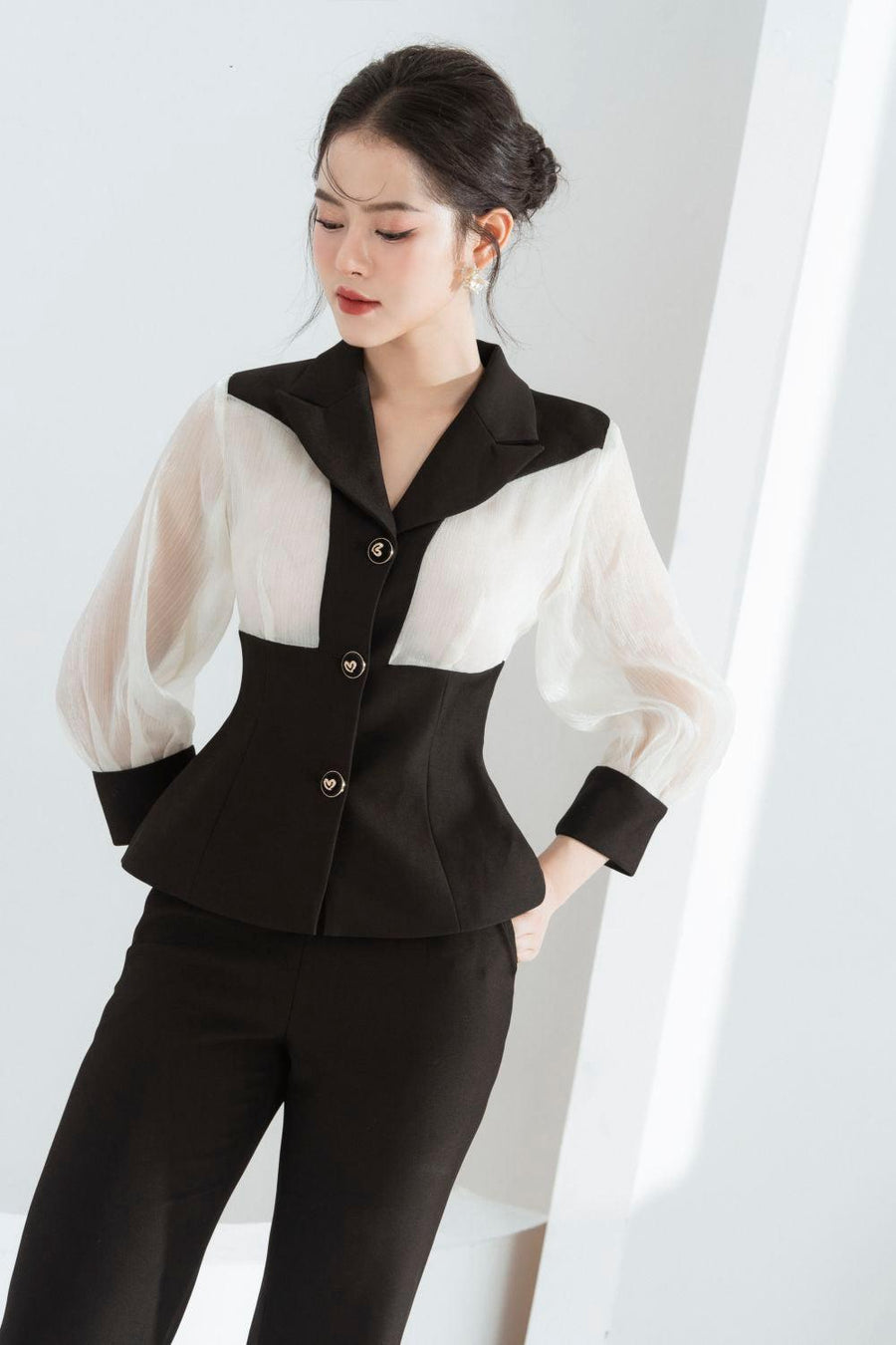 Lima Fit and Flare Peak Lapel Chiffon Shirt Shirt Cordia