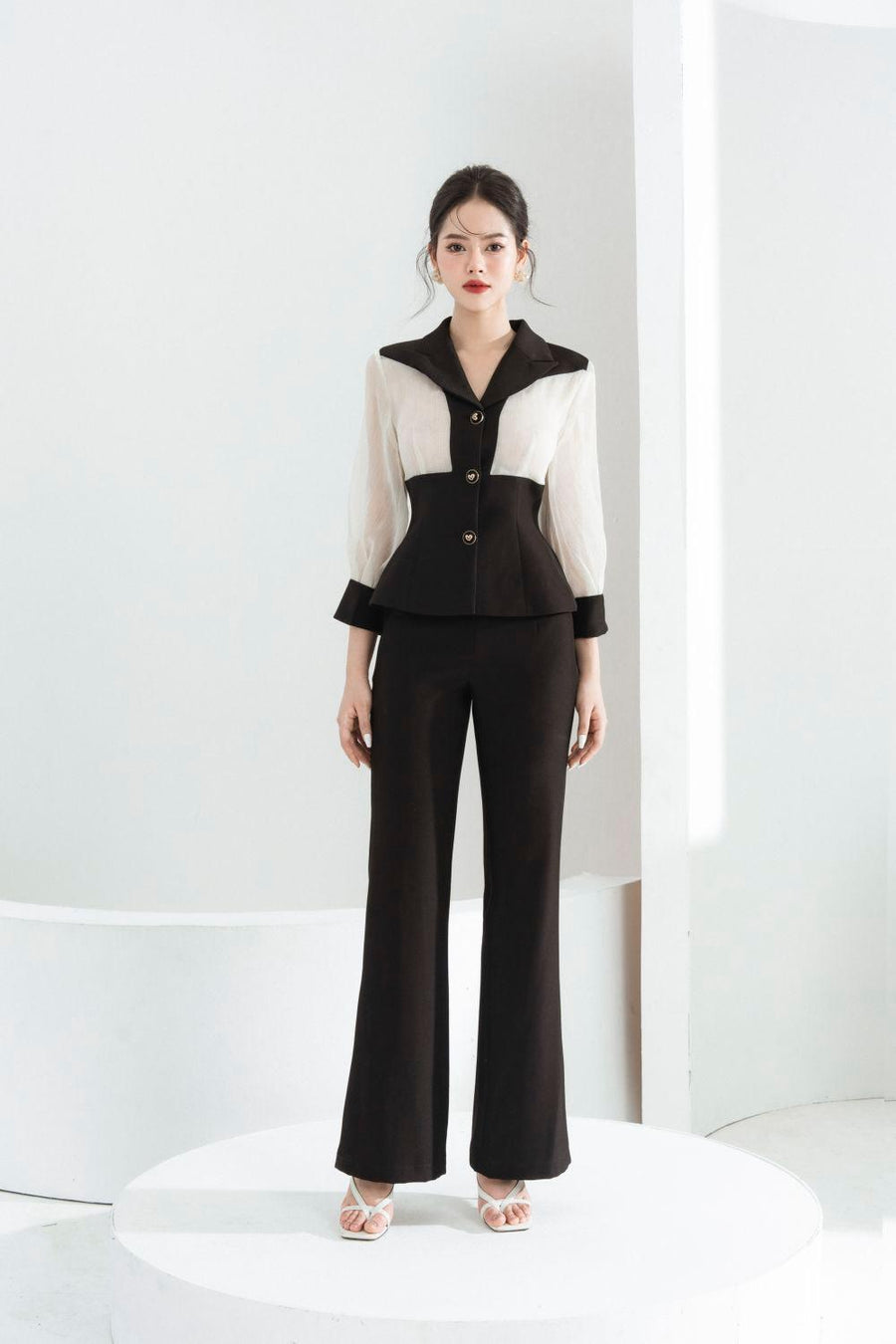 Lima Fit and Flare Peak Lapel Chiffon Shirt Shirt Cordia