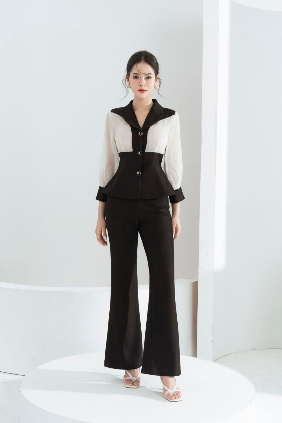 Lima Fit and Flare Peak Lapel Chiffon Shirt Shirt Cordia