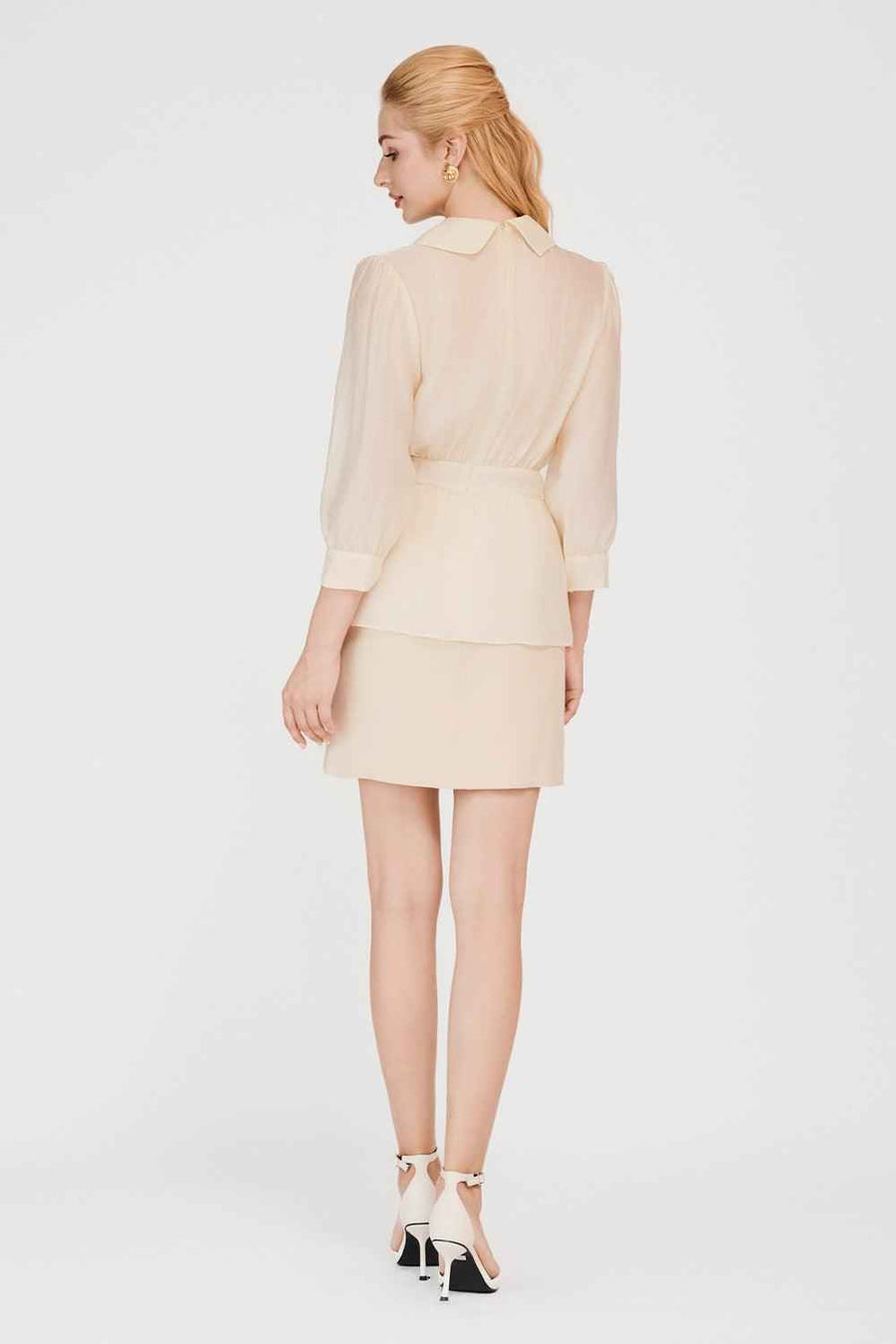 Lina A-line High Waist Khaki Mini Skirt