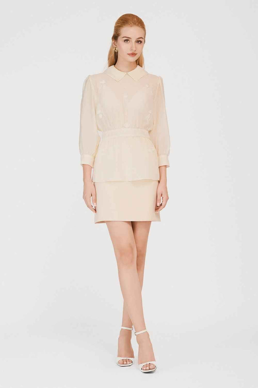 Lina A-line High Waist Khaki Mini Skirt