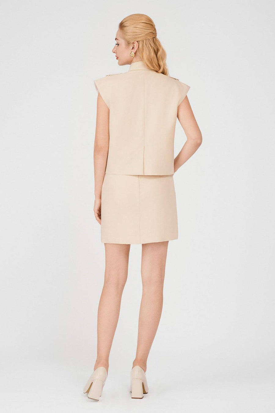 Lina Cropped Double Breasted Khaki Top 3