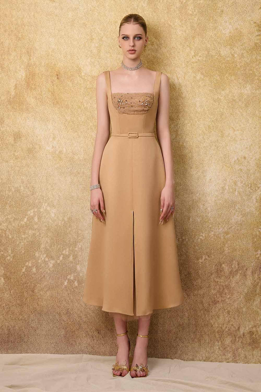 Liora A-line Loose Strap Taffeta Midi Dress Midi Dress Calista de Minh Thanh