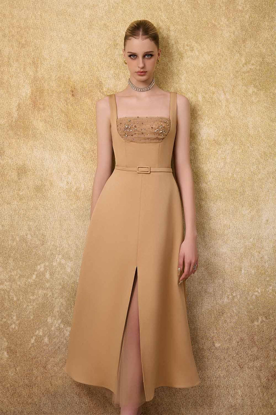 Liora A-line Loose Strap Taffeta Midi Dress Midi Dress Calista de Minh Thanh