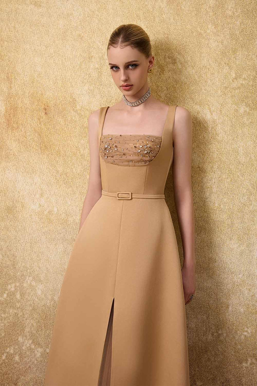 Liora A-line Loose Strap Taffeta Midi Dress Midi Dress Calista de Minh Thanh