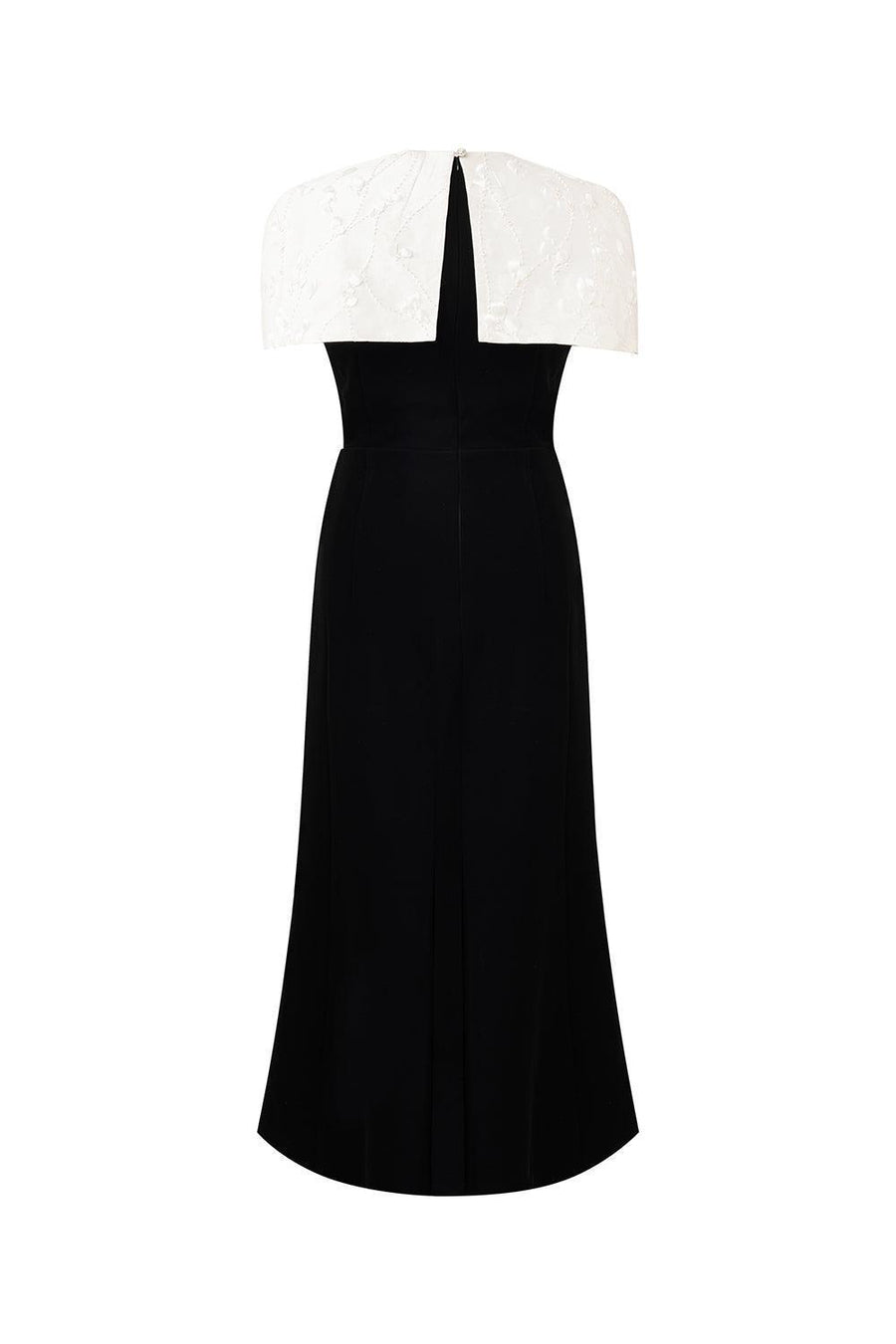 Lisa Trumpet Cape Shoulder Polycotton Midi Dress Midi Dress IVY moda