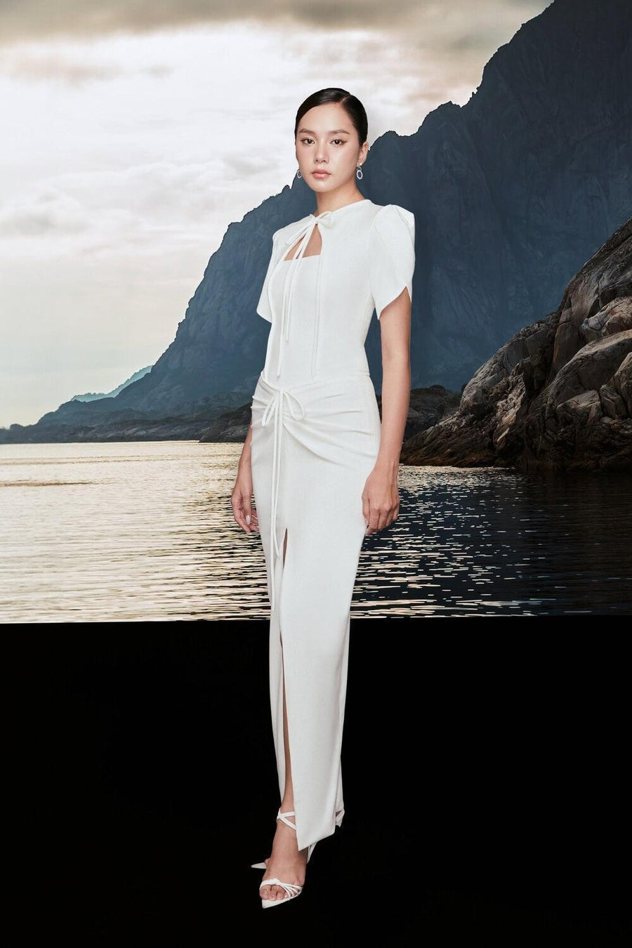 Loire Slit Tie String Cotton Spandex Ankle Length Dress Maxi Dress Larmes