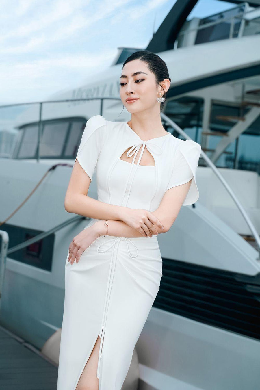 Loire Slit Tie String Cotton Spandex Ankle Length Dress Maxi Dress Larmes