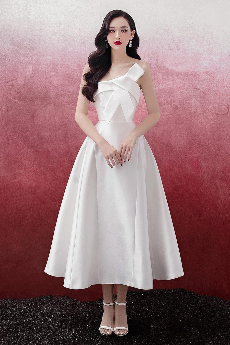 Lona Strapless Draped Trerena Taffeta Midi Dress Midi Dress Delicate
