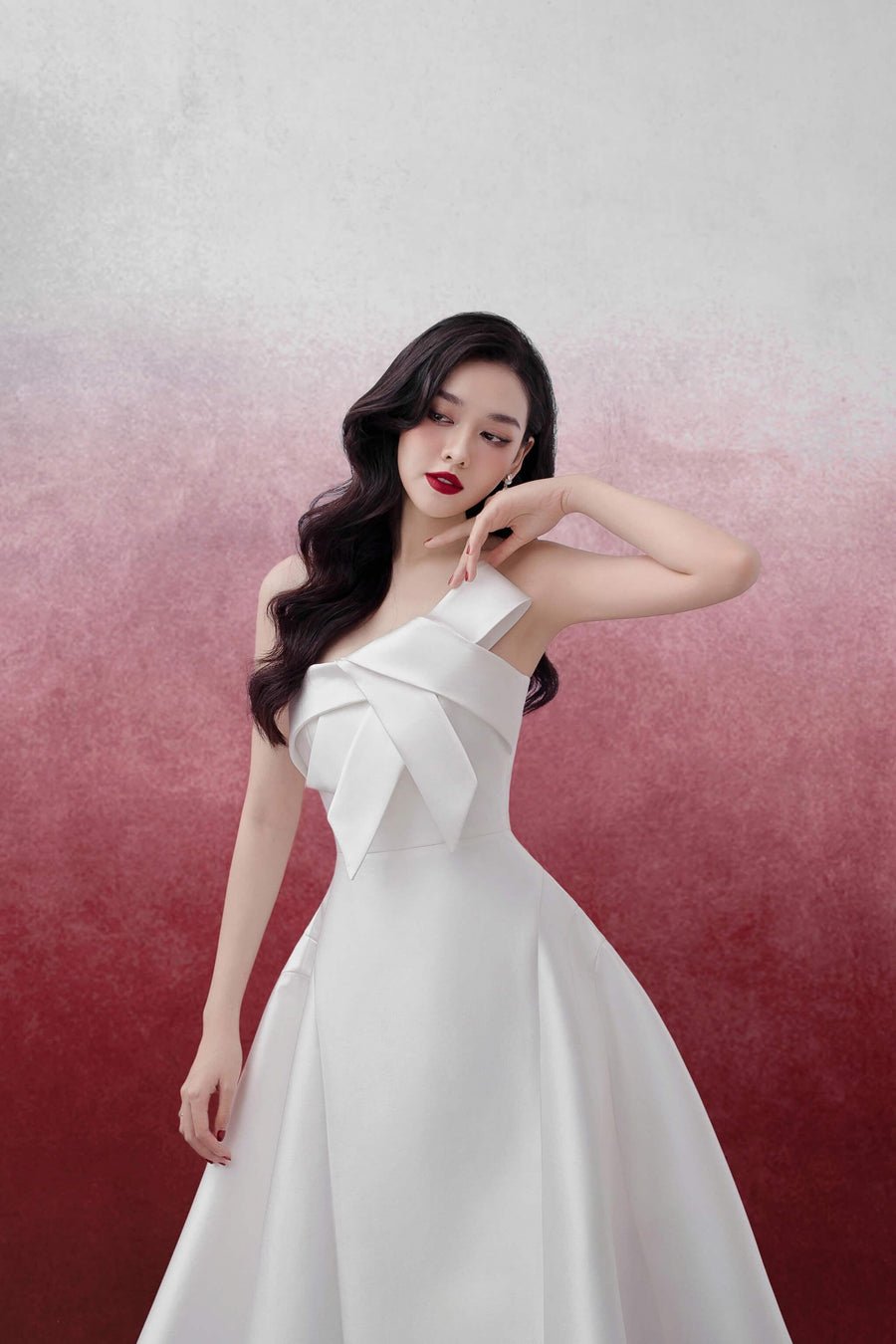 Lona Strapless Draped Trerena Taffeta Midi Dress Midi Dress Delicate