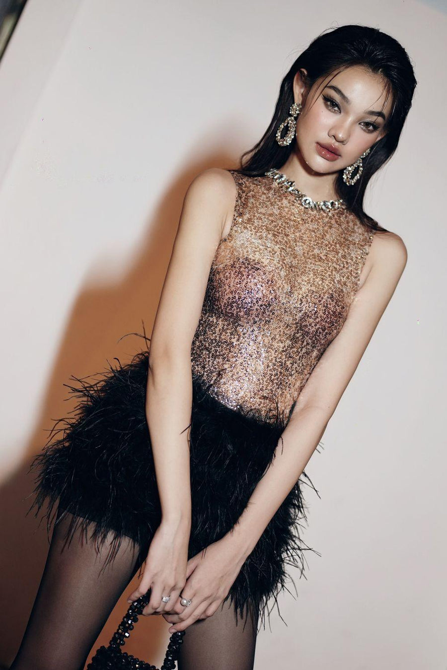 Londyn Bodycon Sleeveless Mesh Sequin Bodysuit Bodysuit LASSY