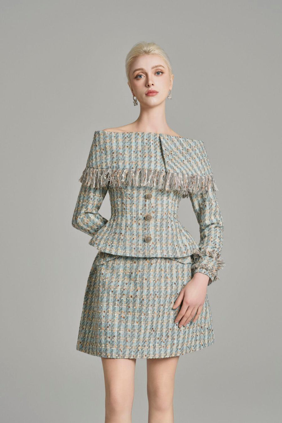 Loretta A-line Side Pocket Tweed Mini Skirt Skirt Cordia