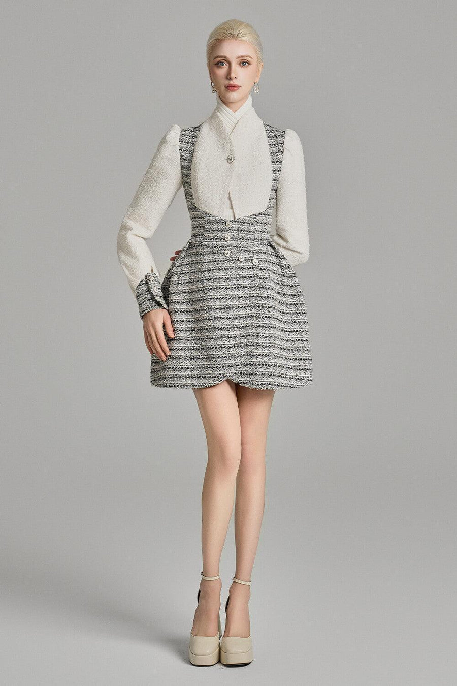 Loretta Bodycon Pleated Neck Wool Top Long Sleeved Top Cordia