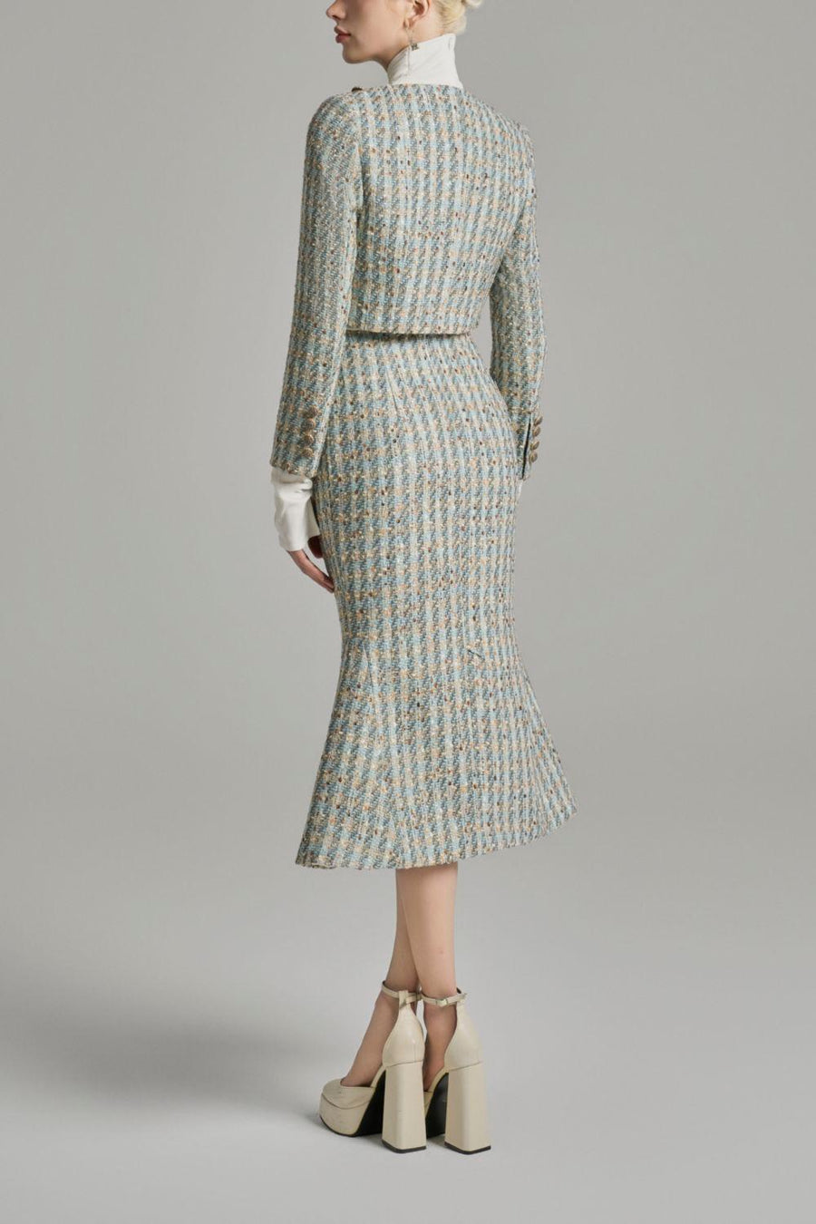 Loretta Cropped Button Tweed Jacket Jacket Cordia