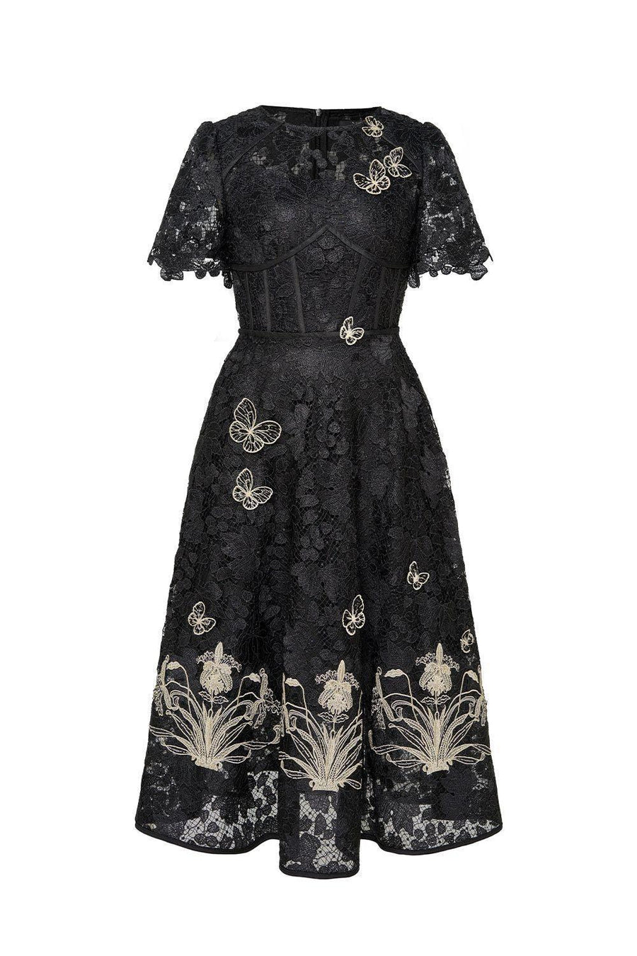 Lorraine A-line Embroidered Lace Midi Dress Midi Dress IVY moda