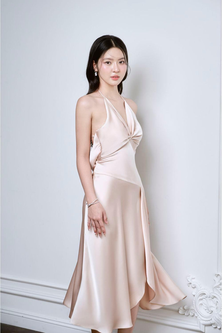 Lousia Drop Waist Twisted Silk Cotton Blend Midi Dress Midi Dress Larmes