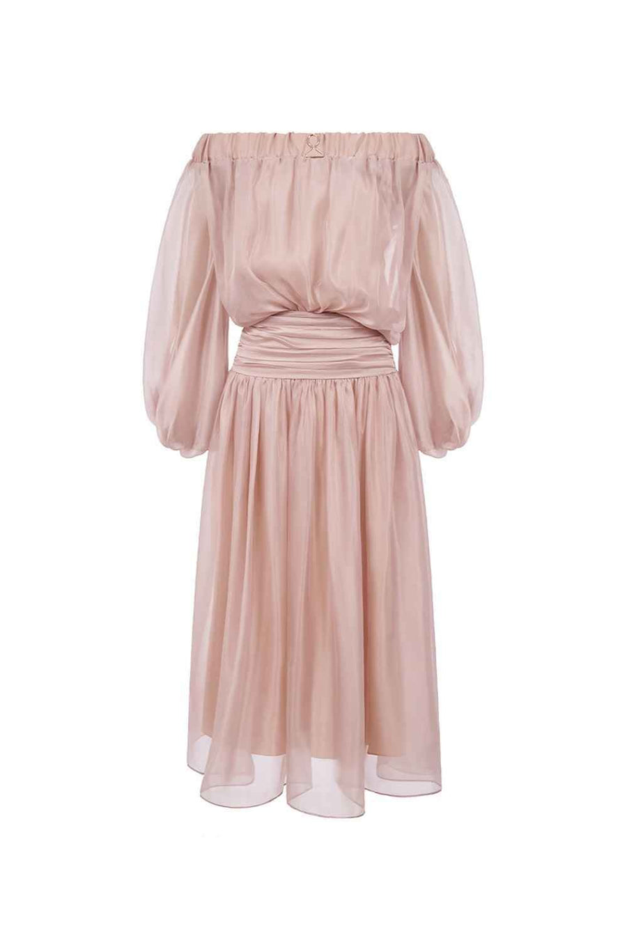 Lucent Blouson Off-Shoulder Silk Organza Maxi Dress Maxi Dress LaLING