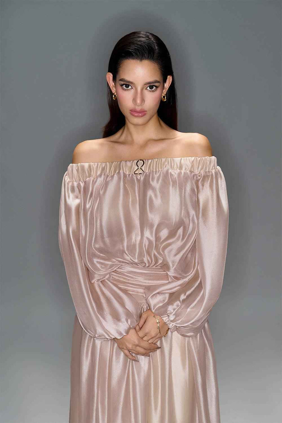 Lucent Blouson Off-Shoulder Silk Organza Maxi Dress Maxi Dress LaLING