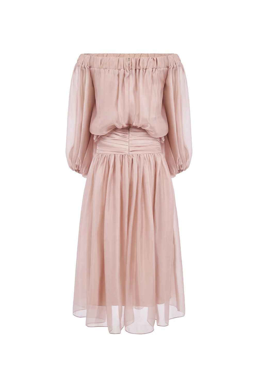 Lucent Blouson Off-Shoulder Silk Organza Maxi Dress Maxi Dress LaLING
