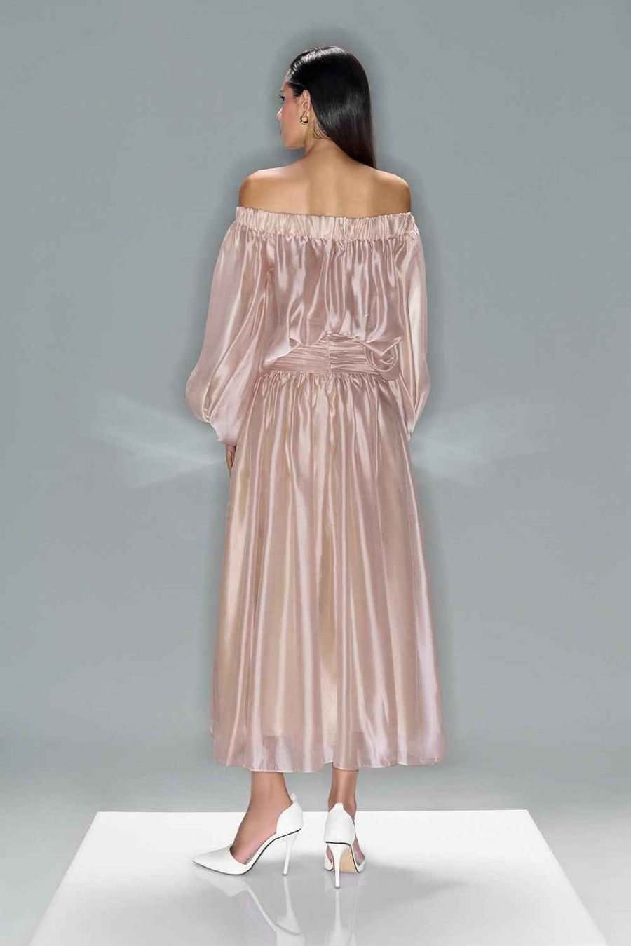 Lucent Blouson Off-Shoulder Silk Organza Maxi Dress Maxi Dress LaLING
