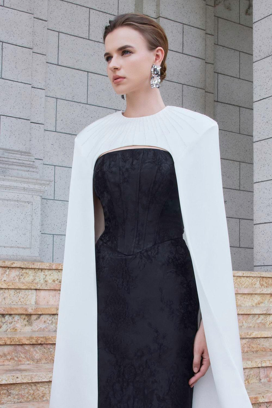Lucity Cape Round Neck Jacquard Floor Length Set Set I.H.F Atelier