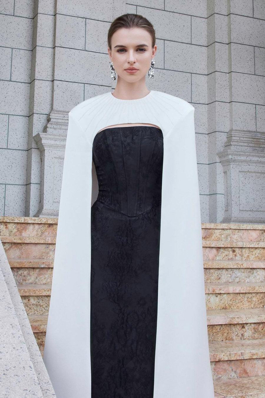 Lucity Cape Round Neck Jacquard Floor Length Set Set I.H.F Atelier