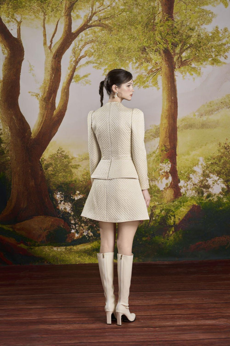 Luisa A-line Long Sleeved Tweed Mini Dress Mini Dress Rosee de Matin