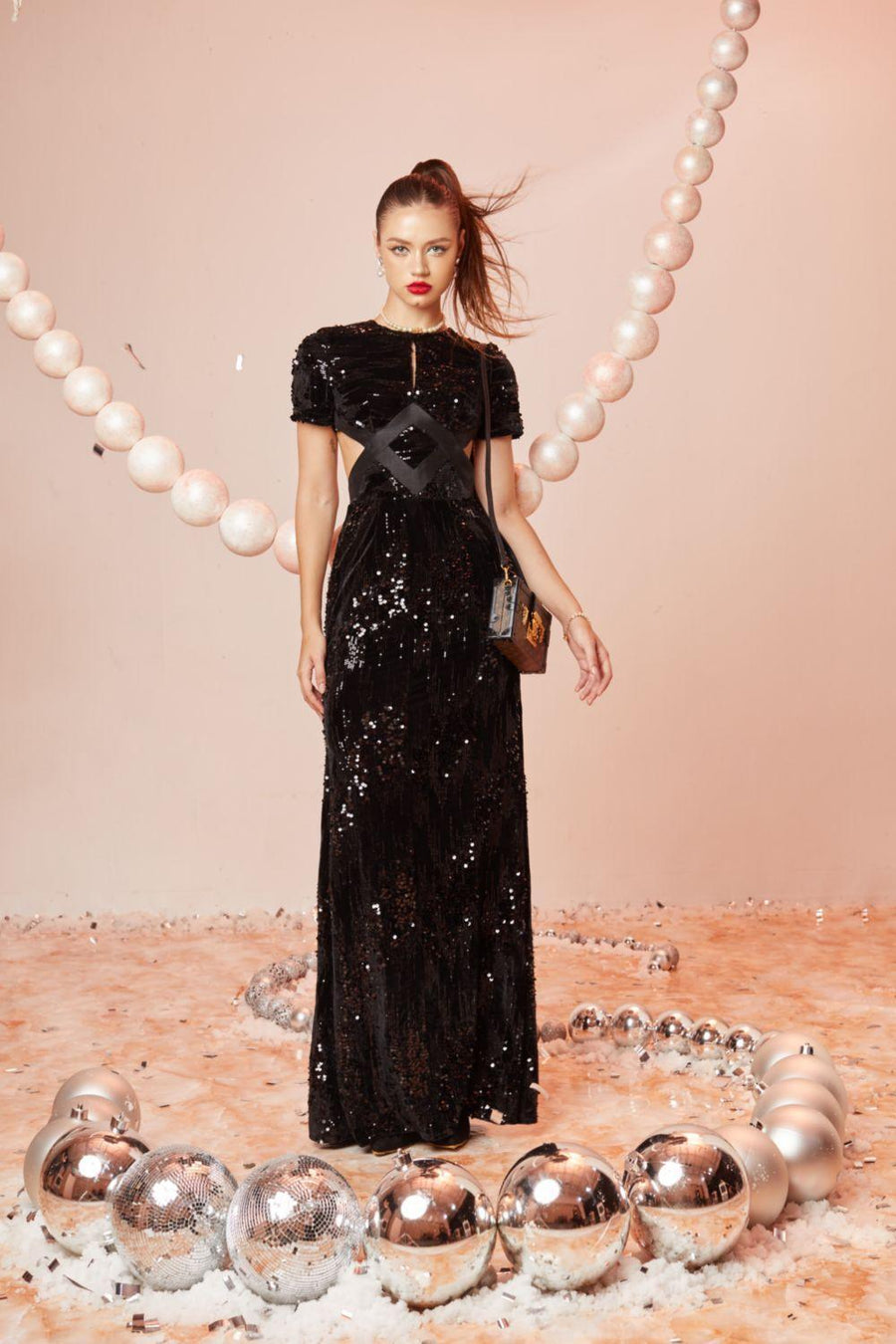 Luminary A-line Cut-Out Velvet Floor Length Dress 4