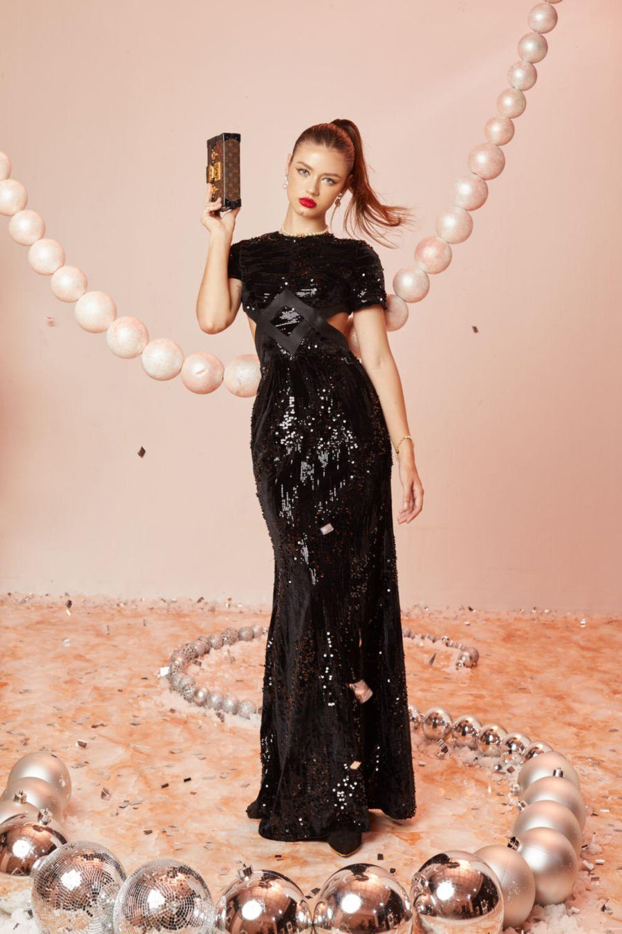 Luminary A-line Cut-Out Velvet Floor Length Dress 5