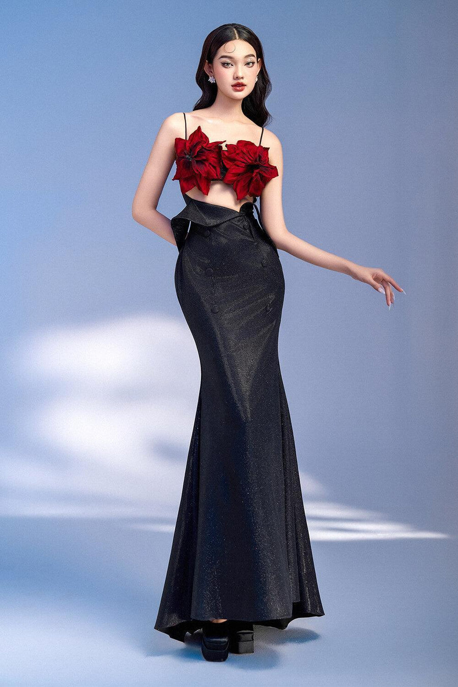 Luminous Mermaid Cut-Out Polyester Spandex Floor Length Dress 1