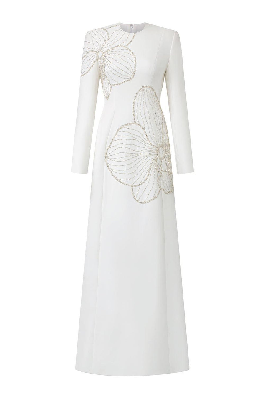 Lumins Sheath Round Neck Velvet Satin Maxi Dress 1