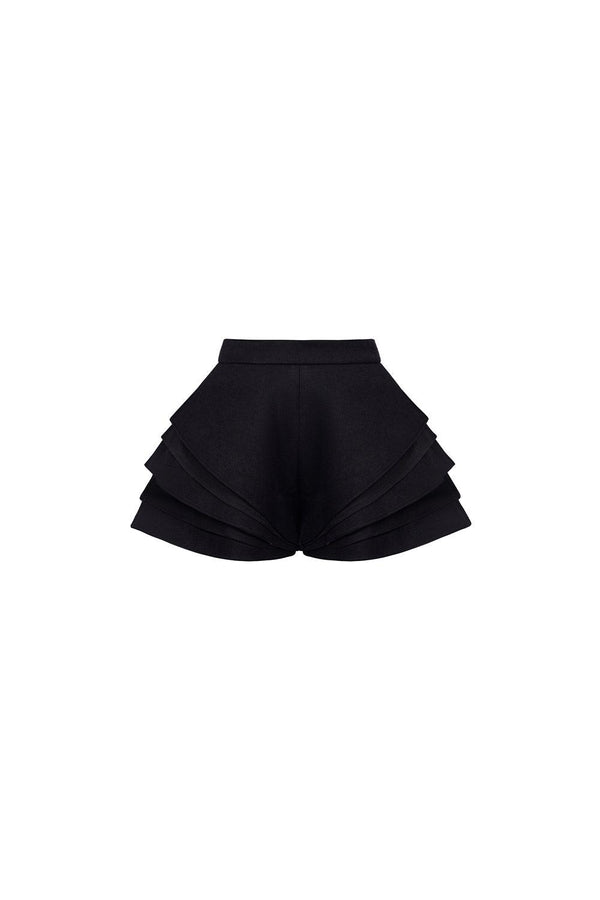 Luna Fit and Flare Layered Velvet Burlap Mini Shorts