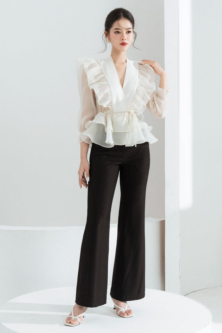 Luna Layered Ruffled Chiffon Shirt Shirt Cordia