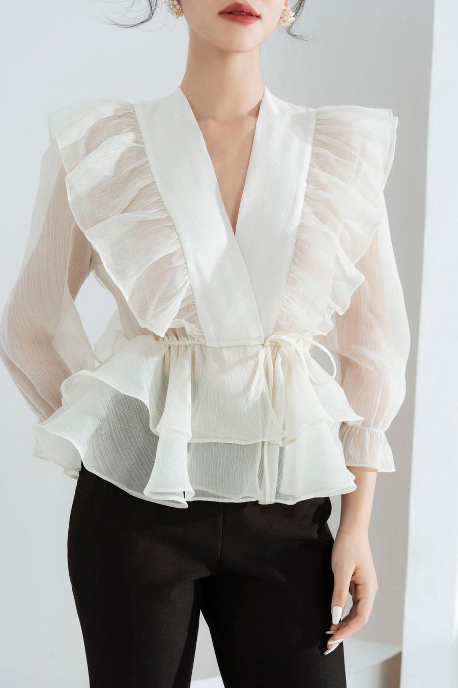 Luna Layered Ruffled Chiffon Shirt Shirt Cordia