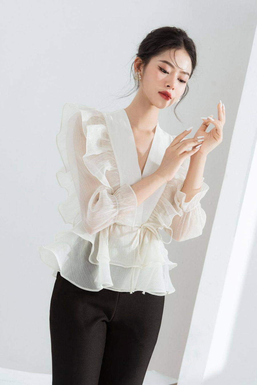 Luna Layered Ruffled Chiffon Shirt Shirt Cordia