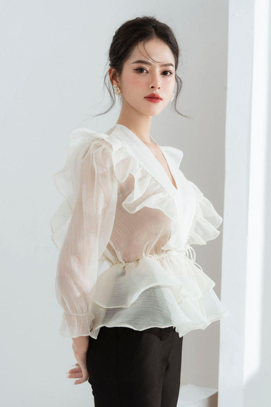 Luna Layered Ruffled Chiffon Shirt Shirt Cordia