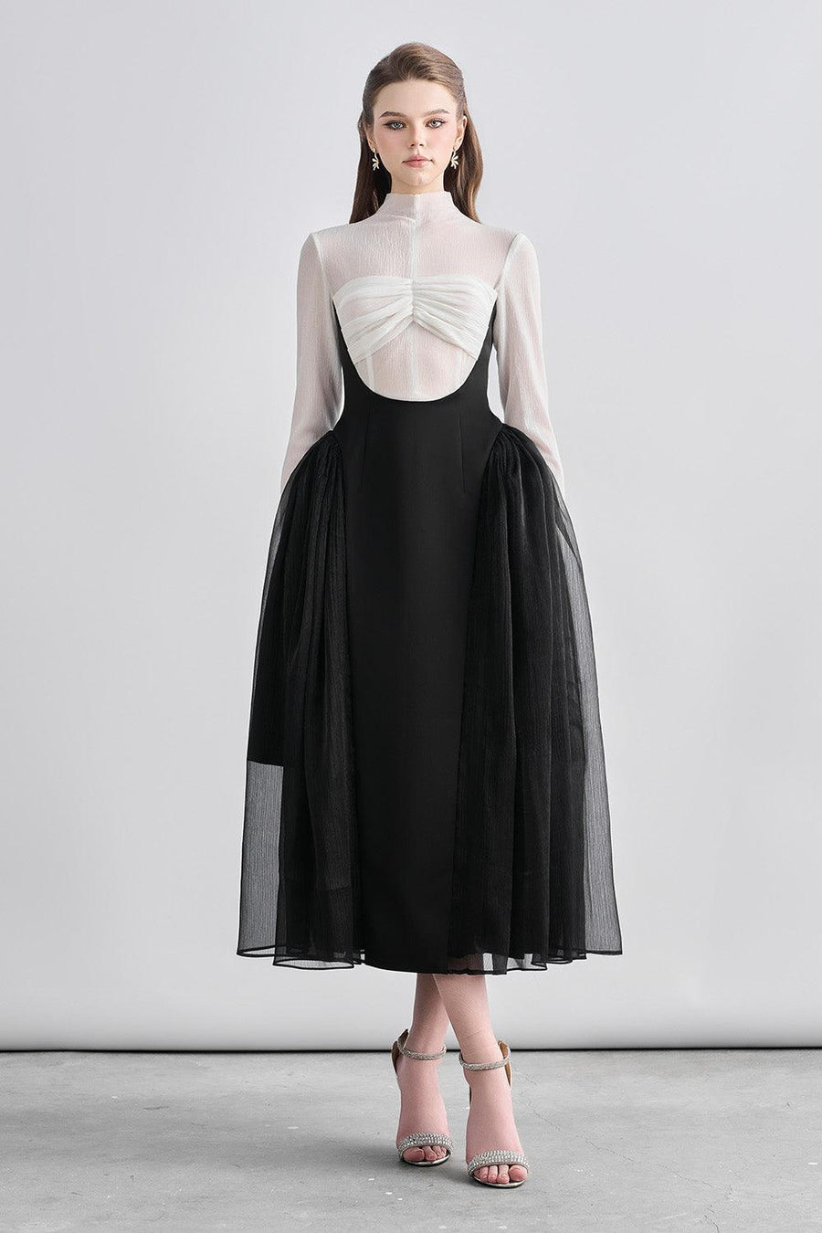 Lyric Fit and Flare Gathered Chanel Midi Dress Midi Dress Cordia