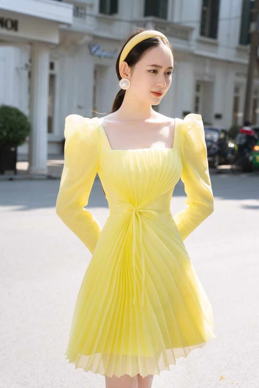 Lysandra A-line Square Neck Taffeta Mini Dress 2