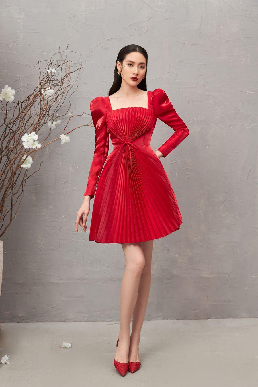 Lysandra A-line Square Neck Taffeta Mini Dress 5