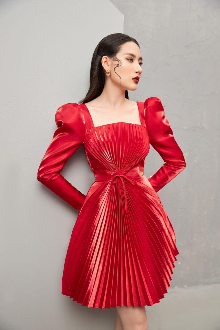 Lysandra A-line Square Neck Taffeta Mini Dress 6