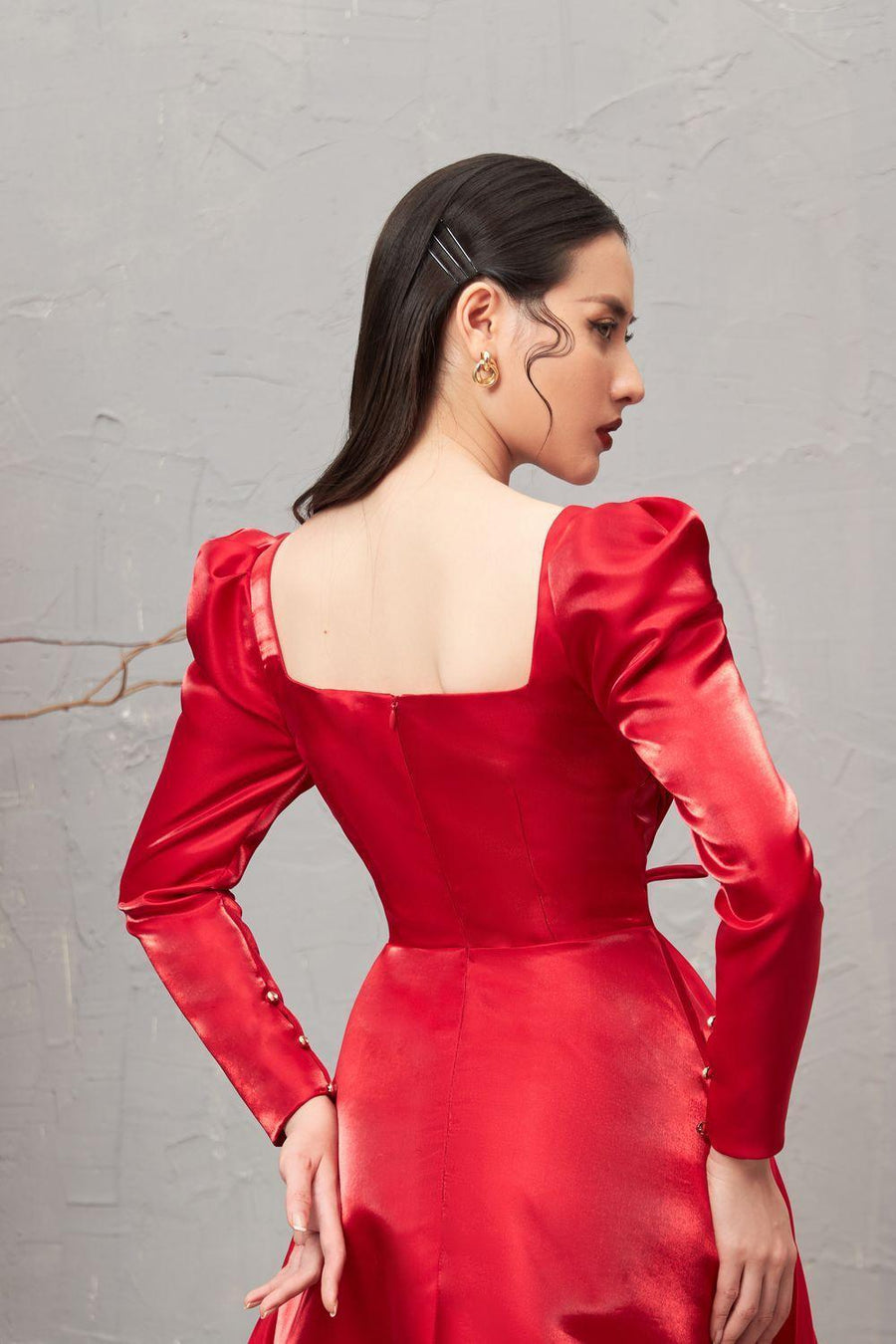 Lysandra A-line Square Neck Taffeta Mini Dress 7