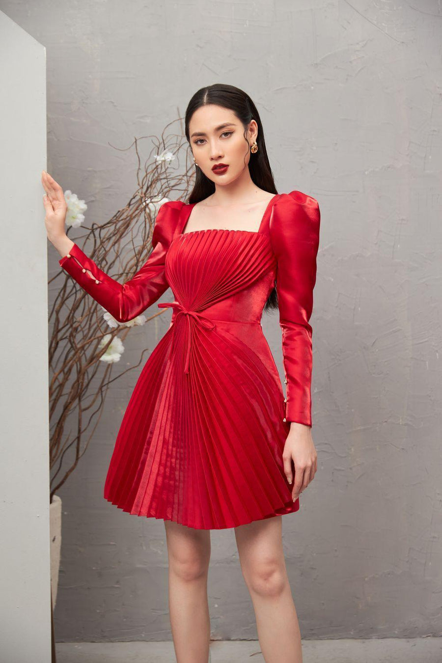 Lysandra A-line Square Neck Taffeta Mini Dress 8