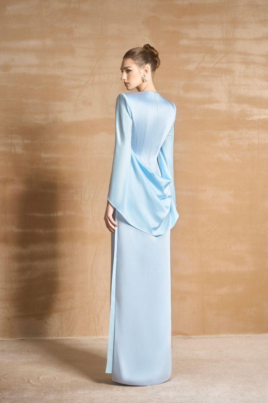 Mabill A-line Round Neck Satin Floor Length Ao Dai 3