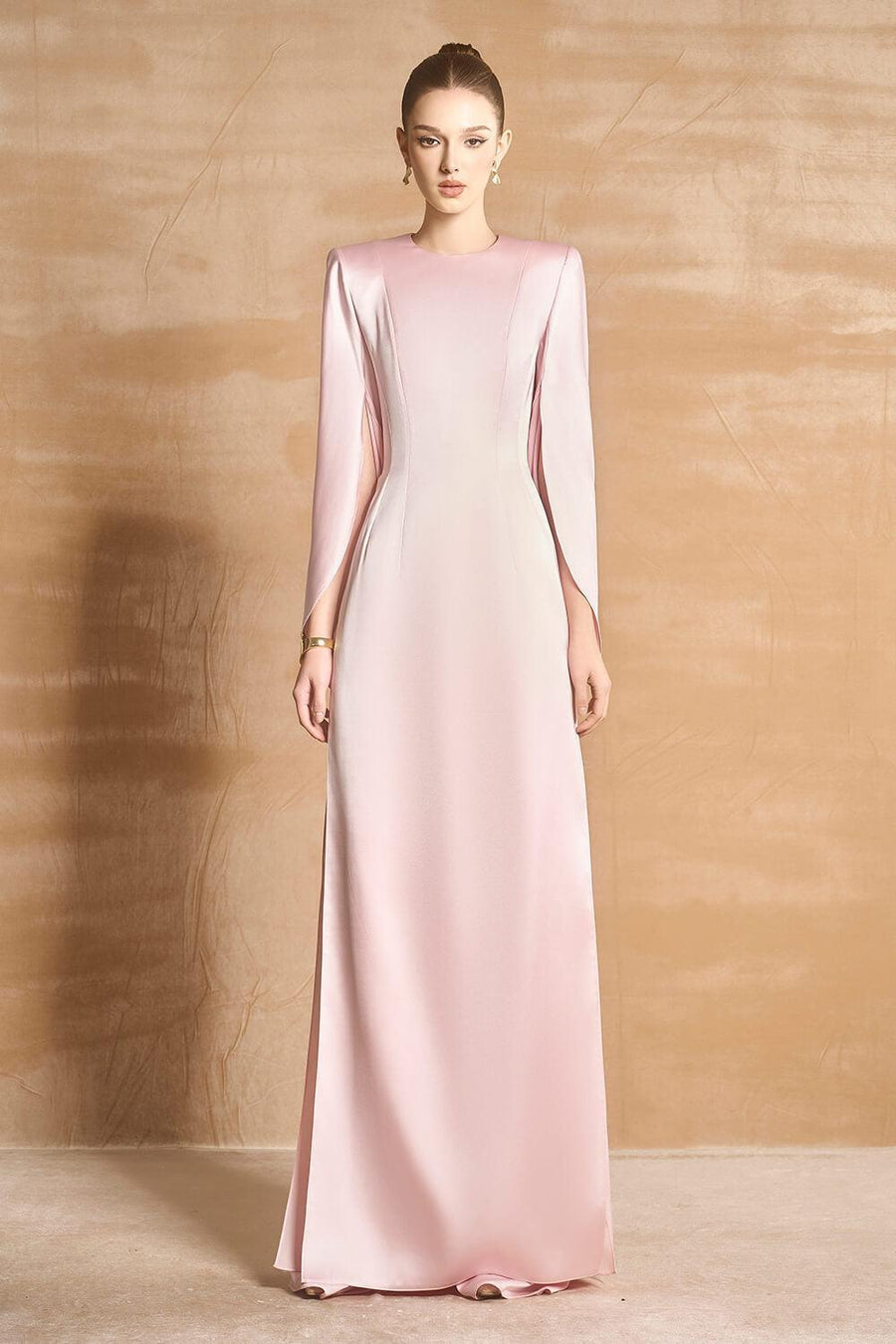Mabill A-line Round Neck Satin Floor Length Ao Dai 4