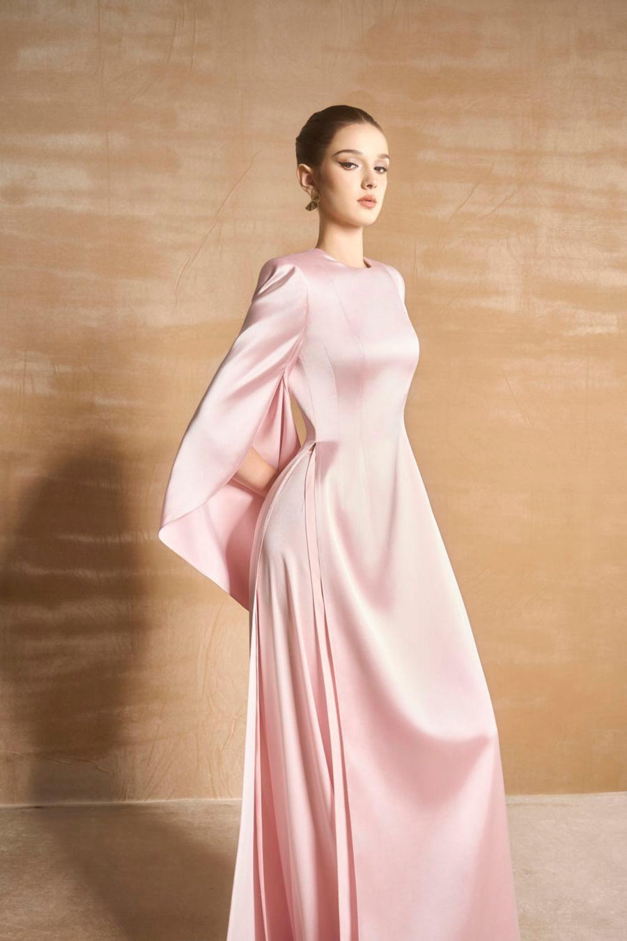 Mabill A-line Round Neck Satin Floor Length Ao Dai 5